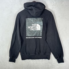 The North Face Hoodie Mens S Black Fleece Pullover Map Back Graphic Sweatshirt
