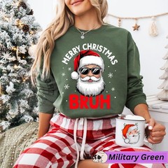 Merry Christmas Bruh Retro Sweatshirt Holiday Apparel Gift
