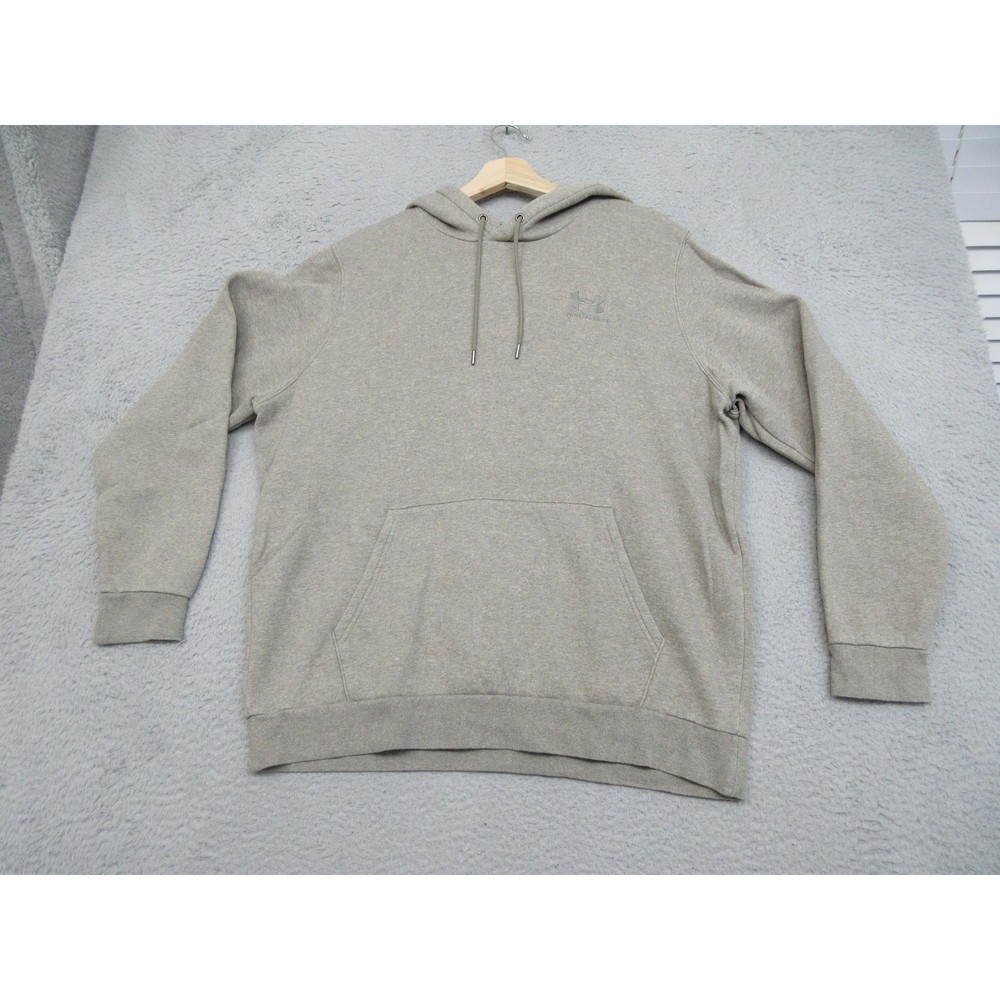Under Armour Rival Fleece Hoodie Men L Gray Pullover Sweatshirt Logo Activewear