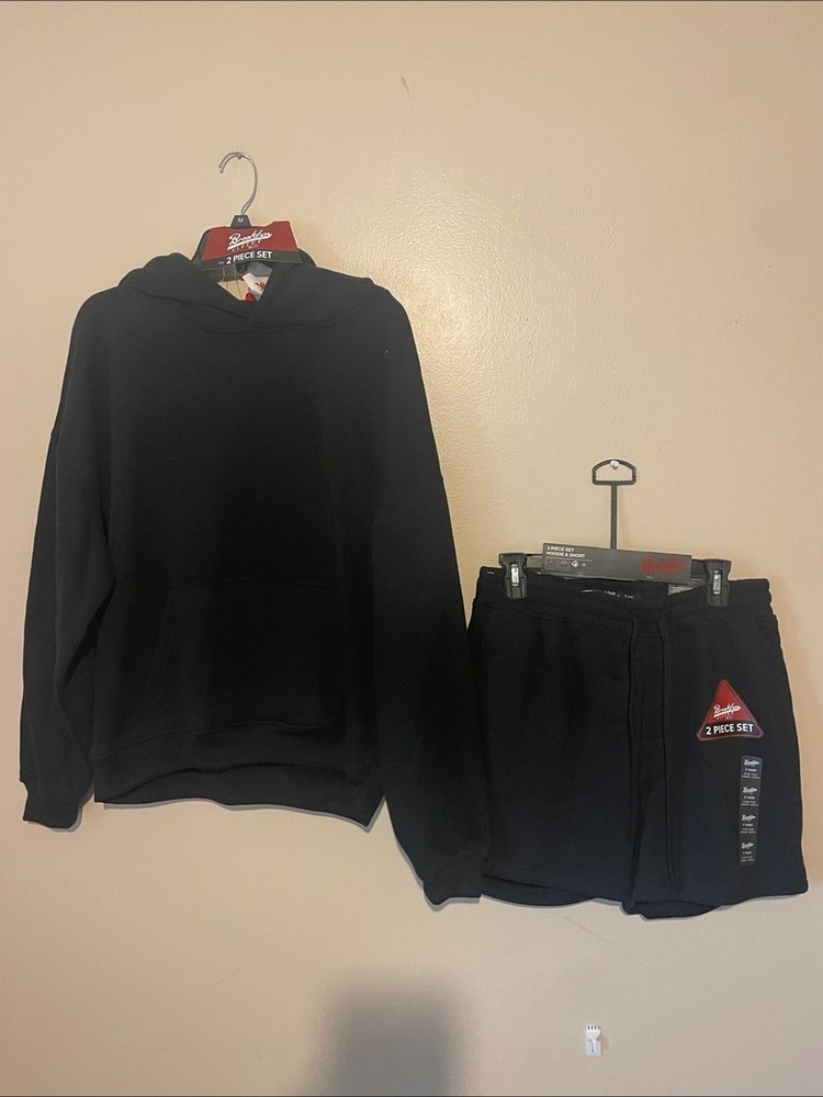 Brooklyn Cloth Black Hoodie Size Medium M- 2Piece Set Hoodie/Shorts