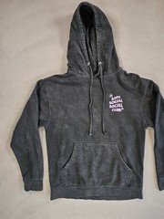 Anti Social Social Club “Coral Crush” Black Hoodie Sweatshirt Faded Size Medium