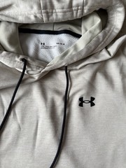 Under Armour Hoodie Men’s Large Cream Heather Loose Fit Pullover Fleece