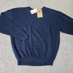 Jantzen Mens L Sweatshirt Navy Blue Vintage 100% Cotton Crewneck V-Stitch 7M970