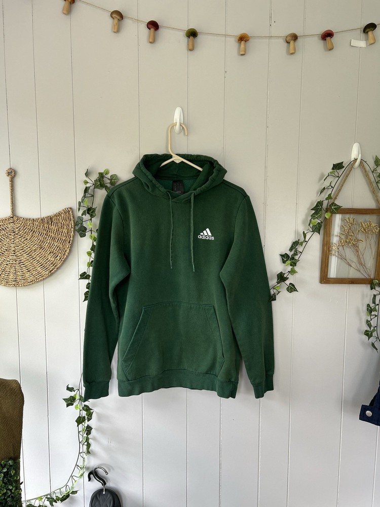 Adidas Men’s Fleece Hoodie Feelcozy Essentials Collegiate Green Sweatshirt M