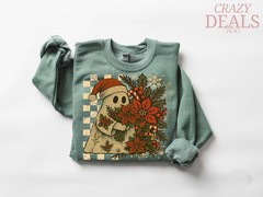 Ghost Santa Christmas Sweatshirt Retro Holiday Apparel Top