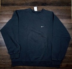 Vintage 90s Nike Swoosh Crewneck Black Sz XL Silver Tag Travis Scott