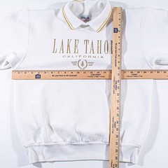 Vintage 90s Lake Tahoe Collared Sweatshirt Large L Embroidered Grandpa Core