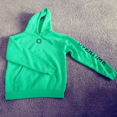 Overtime Lime Green Pullover Hoodie Kangaroo Pocket Small Streetwear Performance