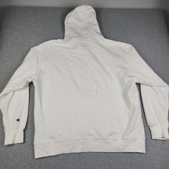 Champion Hoodie Mens 2XL White Relaxed Fit Long Sleeve Spell Out Logo Pullover