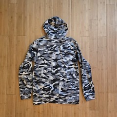 The North Face Gray Camo Fleece Pullover Hoodie XXL Teens Logo Pockets