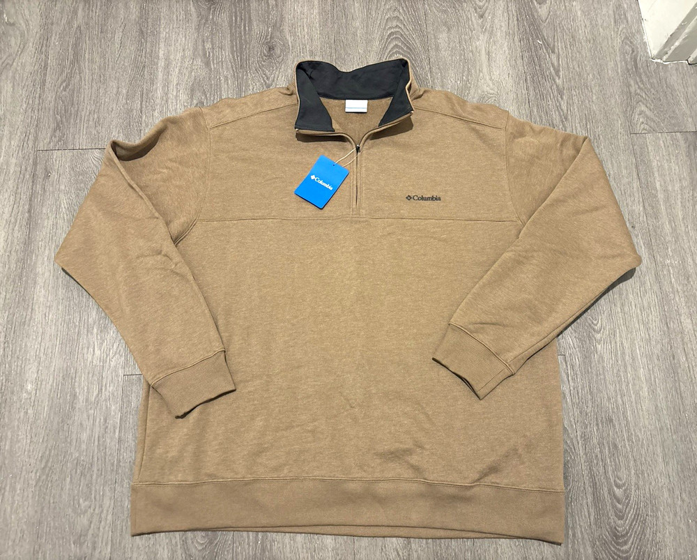 Columbia Men’s Brown 1/4 Zip Mock Neck Fleece Pullover Sweatshirt 2X