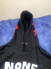 Lil TJay Rapper Black Hoodie “NONE OF YOUR LOVE” men’s Medium Roses On Arms Nwot