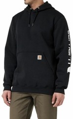 New Carhartt K288 Black 2XL Loose Fit Midweight Logo Sleeve Hoodie NWT B3