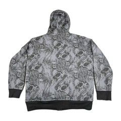 Vintage Faded Glory Skull Hoodie Men’s Size Medium AOP Sherpa Lined Cyber Y2K