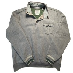 Tommy Bahama Jeans Island Modern Fit Snap Henley Fleece Pullover Gray Mens Large