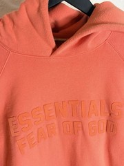 Essentials Fear of God Men’s Coral M Cotton Pullover Logo Hoodie Kangaroo