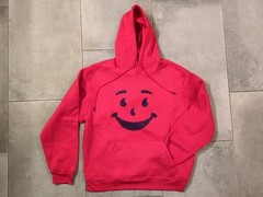 Kool-Aid Man 80s Logo Mens Large Red Hoodie Sweatshirt 46″ CHEST 28″ LONG New