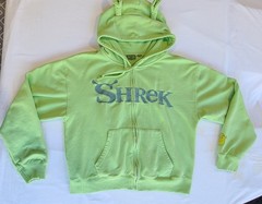 Shrek Movie Lime Green hoodie embroidered lettering and 3D ogre ears Adult XL