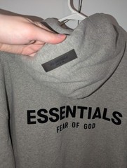 Fear Of God Essentials Relaxed Hoodie Mens Size L Dark Oatmeal Gray Oversized
