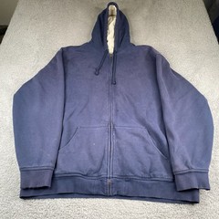L.L. Bean Katahdin Iron Works Hoodie Men 2XLT Blue Sherpa Lined Full Zip Outdoor