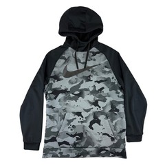 Nike Dri-FIT Hoodie Mens Medium Grey Black Camo Swoosh Pullover CU6241-010