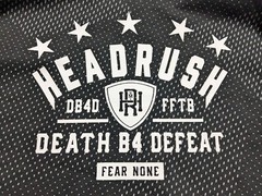 HEADRUSH DEATH B4 DEFEAT FEAR NONE Men XL Black Geo Hoodie EUC