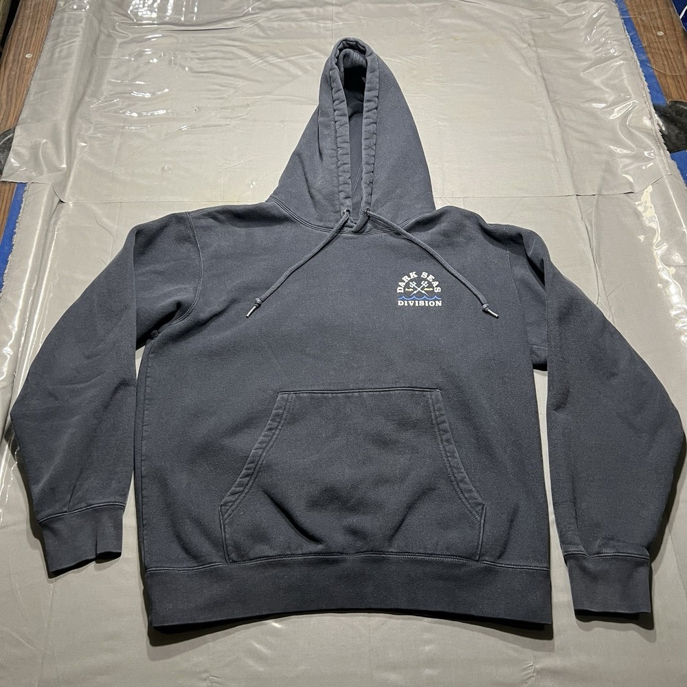 Dark Seas Division Hoodie Mens Medium Navy Nautical Heavyweight Graphic Print
