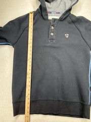555 Soul Hoodie Large Black Henley Button Pullover Y2K Streetwear Mens