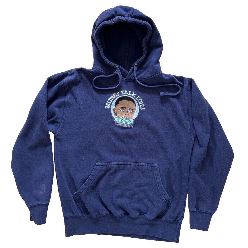 Money Talk Hoodie Embroidered Hip Hop Street Wear Men’s Sz. Small