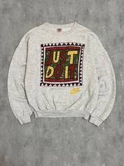 Nike Vintage 90s Crewneck Sweatshirt Oversized Grey Just Do It Size S-M