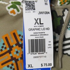 Adidas Originals AOP Trefoil Hoodie JW1084 Biege Multicolor Pixel Geo Men’s XL