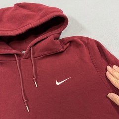 Nike Hoodie Sweatshirt Mens Large Red Fleece Pullover Small Swoosh Logo Basic