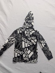 Adidas Black & White Logo Print Hoodie
