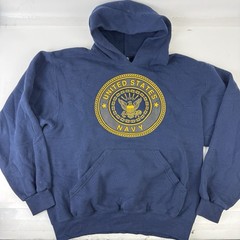 Soffe US Navy Hoodie Mens Medium Blue United States Navy Graphic Sweatshirt USA