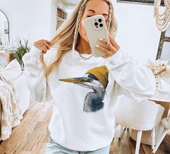 Retro 90s Great Blue Heron Wearing Beanie Vintage Birdwatching Birding Unisex