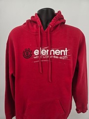 Element Hoodie Sweatshirt Mens XL Red Heavyweight Wind Water Fire Earth Pocket !