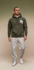 Mode of One Mens Long Sleeve Oversized NY Hoodie in Wild Ivy Size L