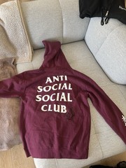 Anti Social Social Club Assassin’s Creed Burgundy Cotton Fleece Hoodie L