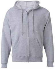 Hanes Full Zip Front Hoodie Sweatshirt Mens Size XL Gray-Black Solid Long Sleeve
