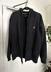 Jordan Men’s L Black Fleece Full Zip Hoodie Solid Logo Hooded Pockets