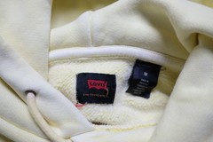LEVI’S 90s Y2K BLANK PREMIUM COTTON YELLOW FADED DISTRESSED HOODIE SWEATSHIRT M