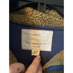 Weatherproof Vintage Mens Sherpa Lined Full Zip Hoodie Navy Blue Size Medium