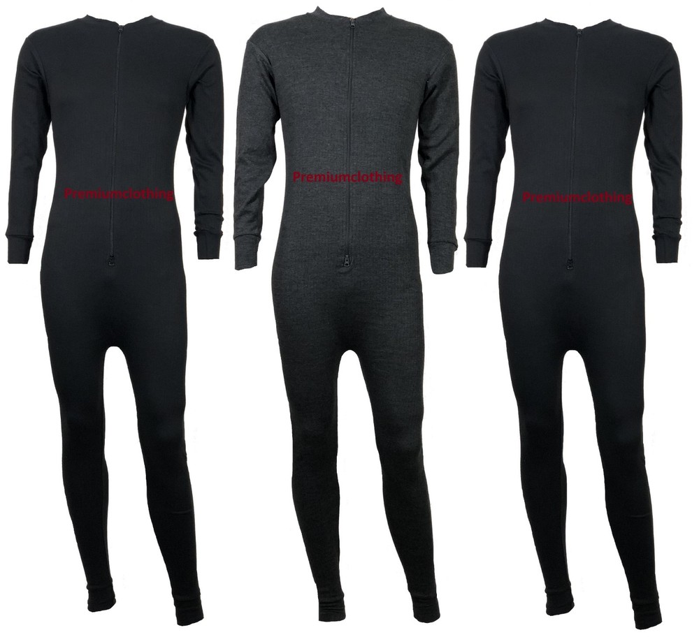 Mens All In One Baselayer Thermal Jumpsuit Playsuit Underwear BodySuit Zip up 3X