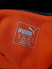 PUMA WarmCELL Orange Graphic Logo Polyester Fleece Pullover Hoodie Men’s XL