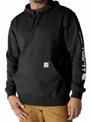 New Carhartt K288 Black 2XL Loose Fit Midweight Logo Sleeve Hoodie NWT B3