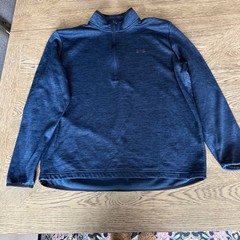 Under Armour Mens Fleece L Navy Blue Heathered Fleece Quarter Zip Pullover