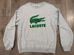 Modern Lacoste Big Gator Heather Gray Crewneck Sweatshirt Spellout Men’s L 5