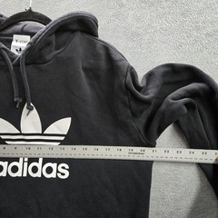 Adidas Men Hoodie M Black Trefoil Activewear Logo Drawstring Long Sleeve