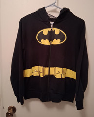 MAD Engine Batman Full Zip Hooded Hoodie Graphic Print Black/Yellow M Teens