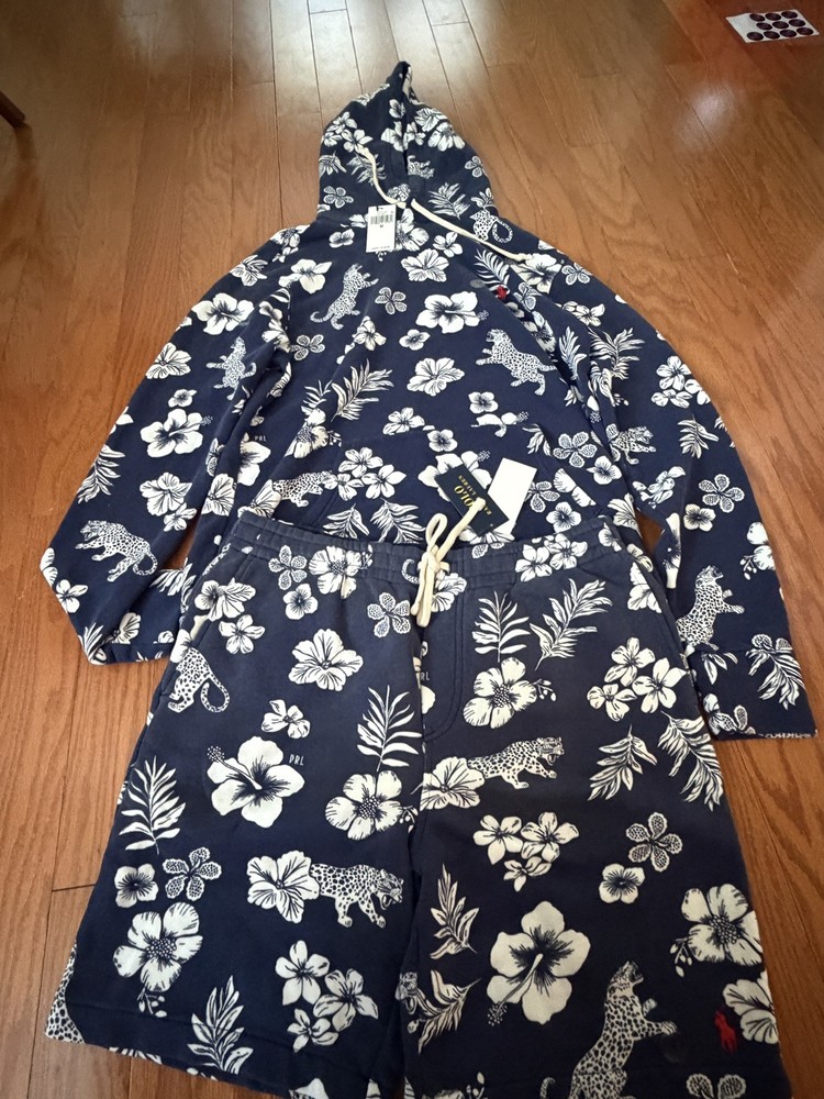 Polo Ralph Lauren ‘s Tropical French Terry Hoodie and shorts set New with tags
